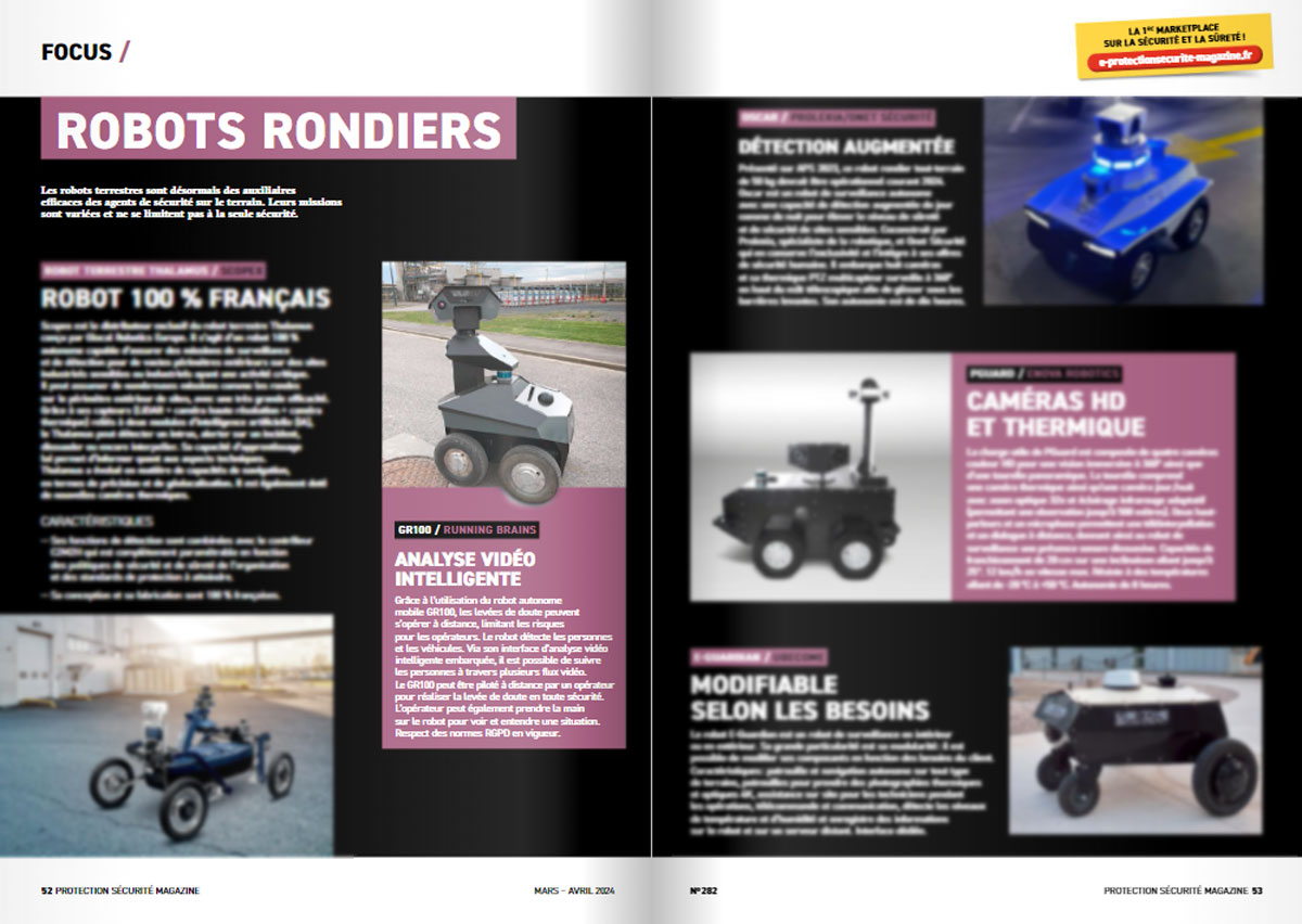 Le GR100 cité dans le focus Robots Rondiers du Protection Sécurité Magazine