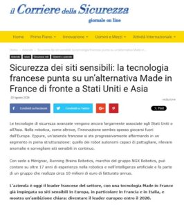 Il Corriere della Sicurezza presents us as the French alternative for sensitive-site security